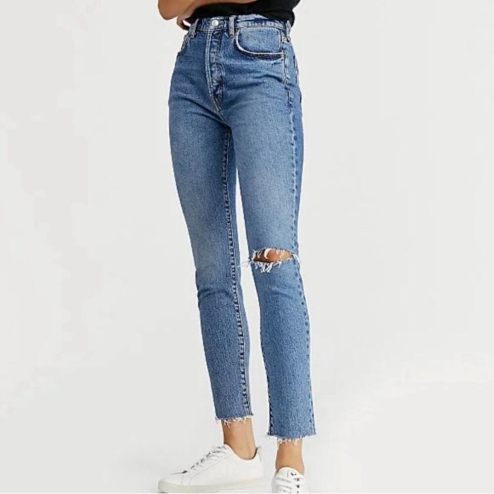 Free People We the Free Stella Skinny Jeans Size 8/29 Raw Hem High Rise